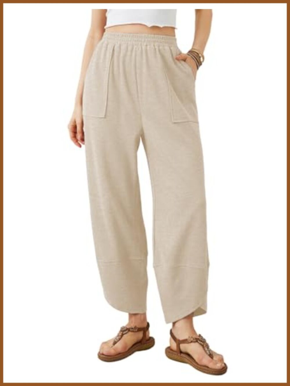 Women's Wide Leg Palazzo Pants Elastic Waist Harem Casual